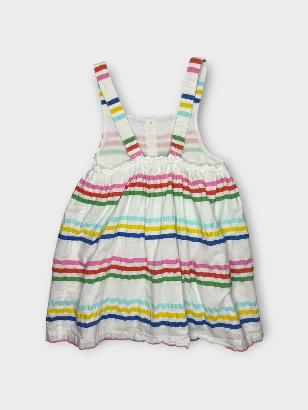 Mini Boden Colorful Striped Seersucker Pinafore Dress
